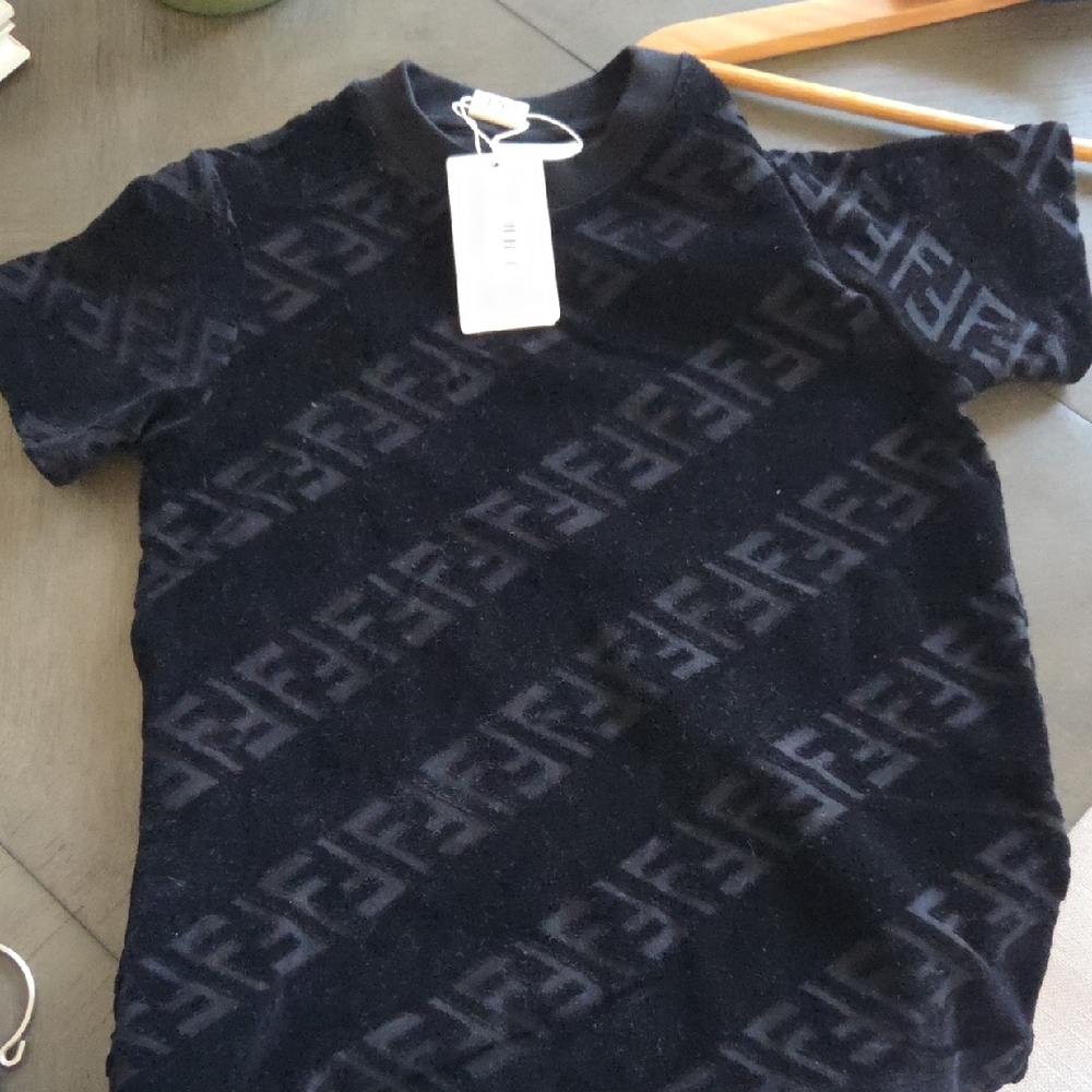 Fendi Black Patterned T-Shirt